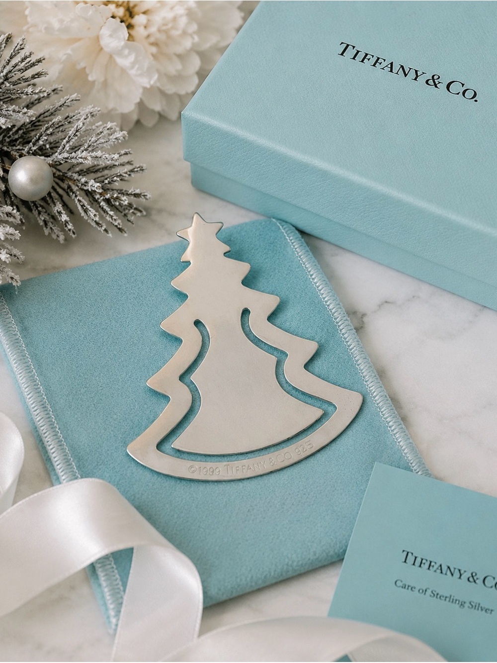 Rare 1999 Tiffany & Co. Sterling Silver Christmas Tree Bookmark 2”